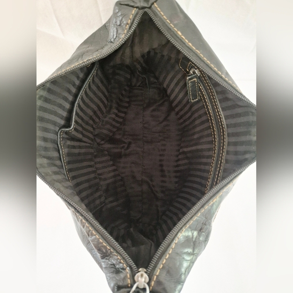 Jack Georges Uptown Hobo Black Leather Crossbody Shoulder Bag #7814 - Picture 12 of 13